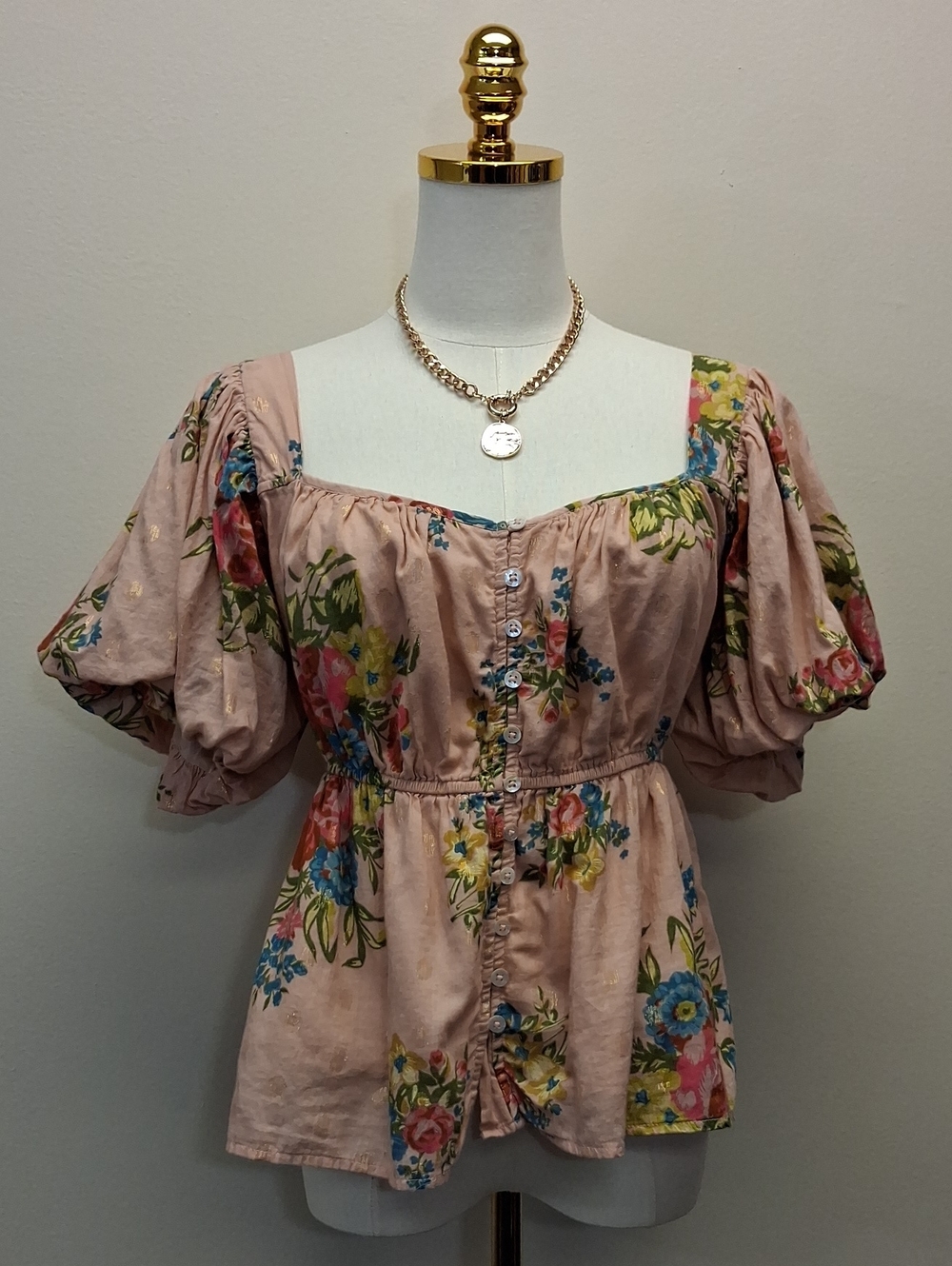 Love The Label Pink Floral Blouse Size Small